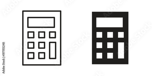Calculator icon set, collection of icon in editable strokes and flat versions