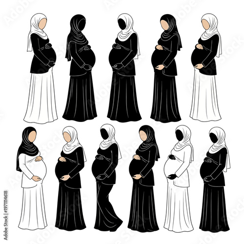 Pregnant Women Wearing Hijab Abayas.