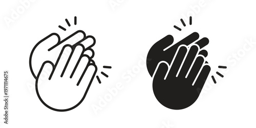 Clap icon set, collection of icon in editable strokes and flat versions