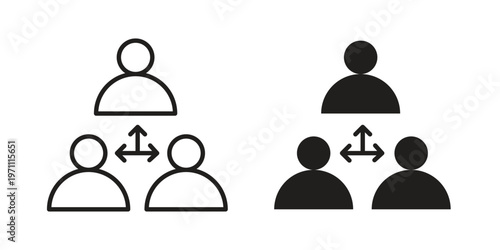 Community icon set, collection of icon in editable strokes and flat versions