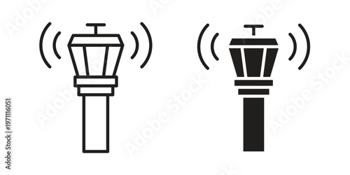 Control Tower icon set, collection of icon in editable strokes and flat versions