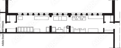 A blueprint illustration of a building's architectural layout, presenting a comprehensive, detailed design and structural outline.