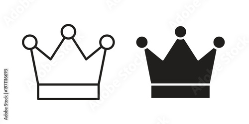 Crown icon set, collection of icon in editable strokes and flat versions
