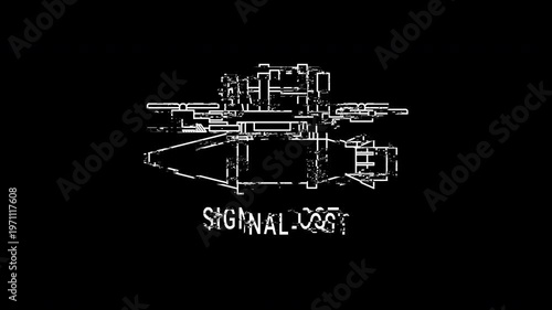 Drone Glitch Signal Lost Alert Kamikaze Attack Bomber War. Line art Glitch Blink Seamless Animation.