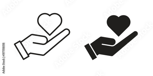 Donate icon set, collection of icon in editable strokes and flat versions