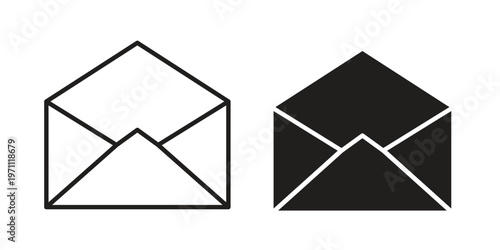 Email button icon set, collection of icon in editable strokes and flat versions