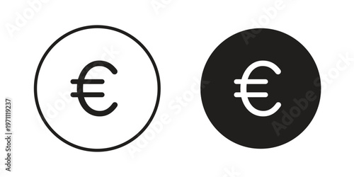 Euro icon set, collection of icon in editable strokes and flat versions