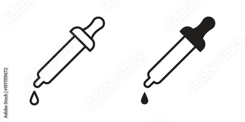 Eye dropper icon set, collection of icon in editable strokes and flat versions