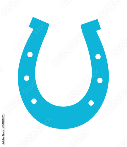 幸運のシンボル、ターコイズブルーの蹄鉄ベクターイラスト。お守り、ラッキーチャーム、成功を願うデザイン素材。シンプルなアイコン、開運アイテム、ビジネスや個人プロジェクトに最適なグラフィック。