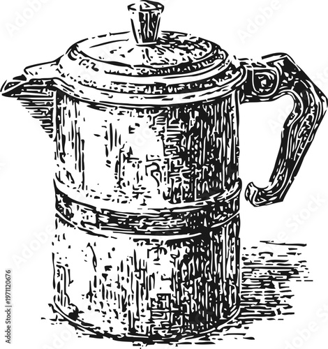 Vintage stovetop coffee percolator with handle and lid retro kitchen utensil for brewing coffee