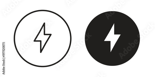 Flash icon set, collection of icon in editable strokes and flat versions