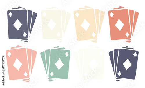 トランプカードのベクターイラストセット、ポーカーやカジノゲームに最適なダイヤのエース、フラットでミニマルなデザイン、ギャンブルやエンターテイメントのグラフィック素材