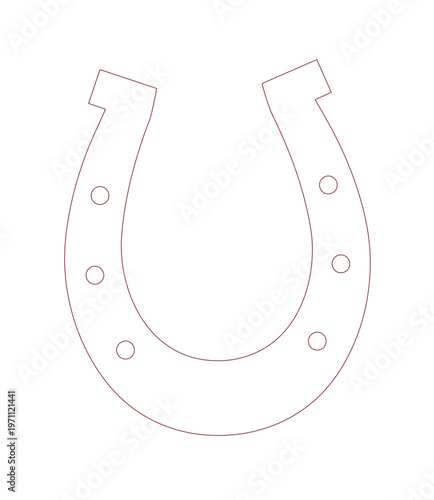 幸運を呼ぶ蹄鉄のシンプルな線画ベクターイラスト、お守りやラッキーチャームのシンボル、成功と幸福を願うデザイン素材、白背景に映えるミニマルなアイコン