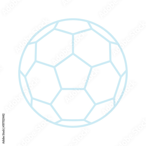 サッカーボールのシンプルなアウトラインベクターイラスト、スポーツイベントやウェブデザインに最適なミニマルなフットボールアイコン素材