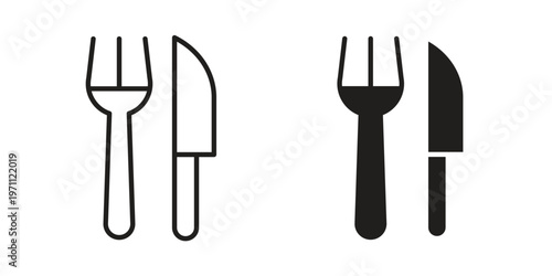 Fork and Knife icon set, collection of icon in editable strokes and flat versions