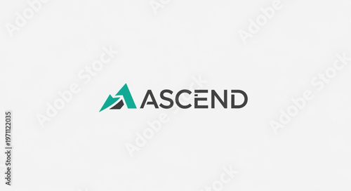 Ascend Logo Featuring Mountain Peaks in Teal and Purple Hues.