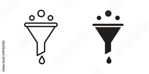 Funnel icon set, collection of icon in editable strokes and flat versions