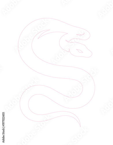 神秘的な双頭の蛇のベクターイラスト、古代神話やファンタジーの世界観を表現するデザイン素材、爬虫類の象徴的なアイコン、不吉で魅力的な動物のシンボル