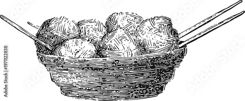 Basket of yarn balls with knitting needles handmade craft hobby and knitting supplies