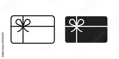 Gift card icon set, collection of icon in editable strokes and flat versions