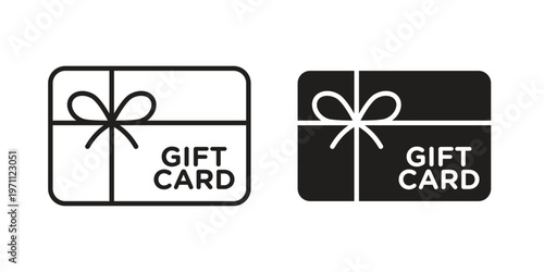 Gift card icon set, collection of icon in editable strokes and flat versions