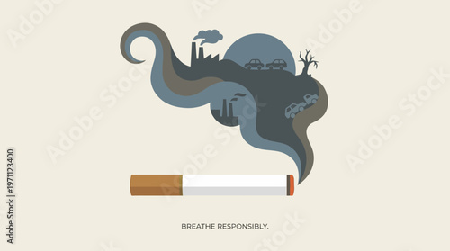 Cigarette Forming Pollution Cloud Concept