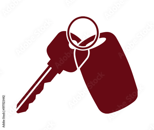 車の鍵とキーホルダーのシンプルなベクターアイコン、不動産や自動車関連ビジネスに最適なミニマルなデザイン、鍵のイラスト素材