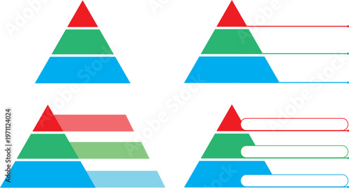 ヒエラルキー　階級　ピラミッド　アイコン　セット　3段