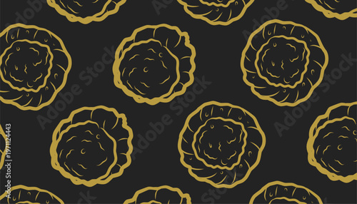 Fried Wonton Seamless Pattern. Crispy Dumpling Food Background. Vector Texture