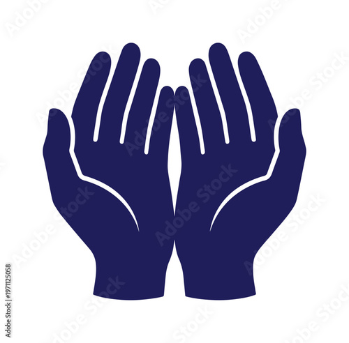 祈りの手、捧げる手のひら、慈悲と感謝のジェスチャー、精神性と宗教的なシンボル、ベクターイラスト素材