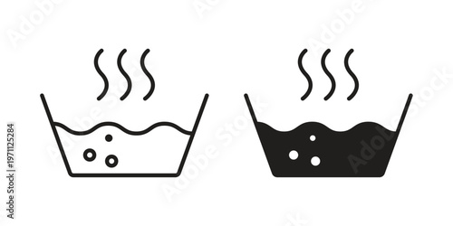Hot Water icon set, collection of icon in editable strokes and flat versions