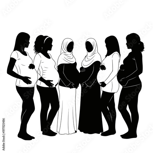 Pregnant women in a group standing.