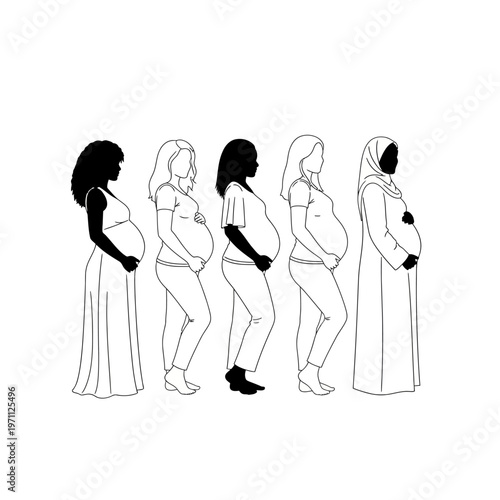 Pregnant women in different stages.