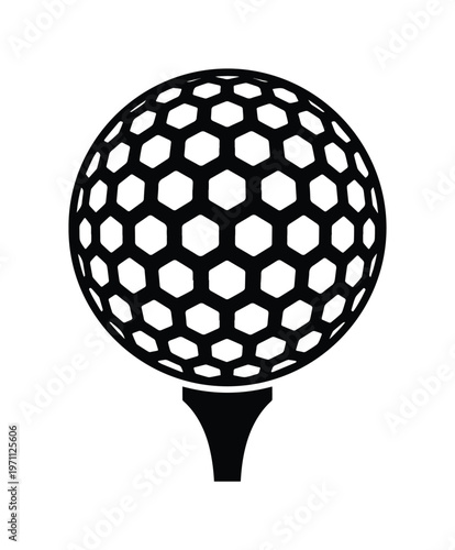 ゴルフボールとティーのシンプルなモノクロベクターアイコン、スポーツ、レジャー、ビジネス、ウェブサイトデザインに最適なグラフィックリソース
