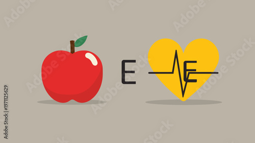Vector illustration symbolizing healthy eating for a strong heart and overall well-being. Nutrition and cardiovascular health concept.