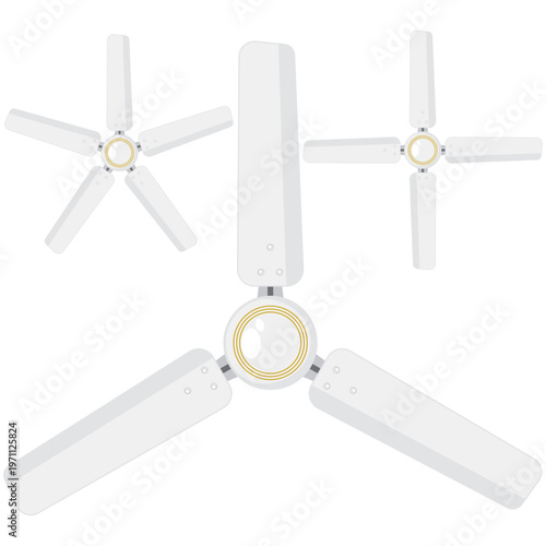 Ceiling fan bottom view vector.
