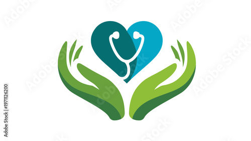 Compassionate Healthcare Concept: Hands Protecting Heart with Stethoscope Symbol for Medical Care & Well-being