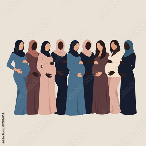 Pregnant women wearing hijab together.