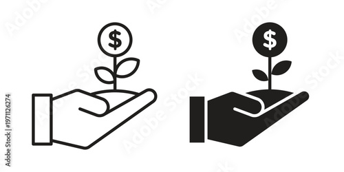 Investment icon set, collection of icon in editable strokes and flat versions