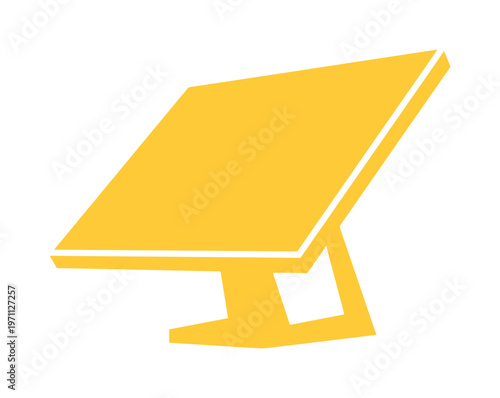 未来を照らす太陽光発電パネルのベクターイラスト、クリーンエネルギーと持続可能性を象徴する黄色いソーラーパネル、環境に優しい技術と再生可能エネルギーのコンセプトデザイン