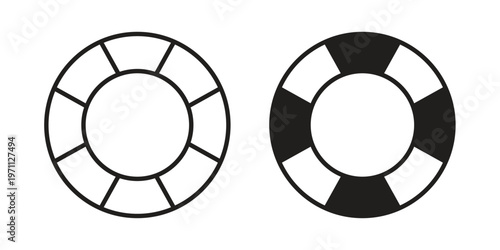 Life buoy icon set, collection of icon in editable strokes and flat versions