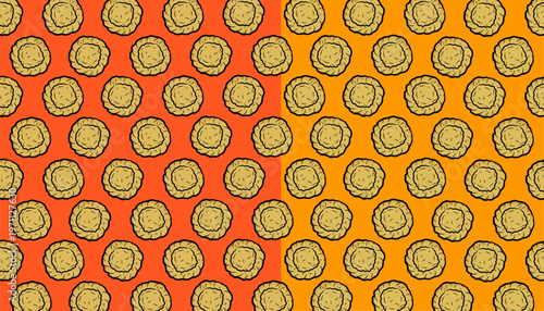 Fried Wonton Seamless Pattern. Crispy Dumpling Food Background. Vector Texture