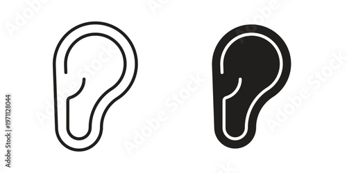 Listening icon set, collection of icon in editable strokes and flat versions