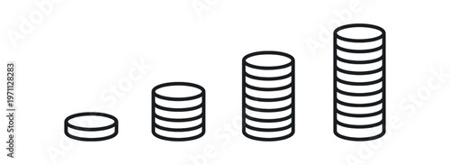 Coin stack icon set. coin, money, currency, savings, payment, finance, economy, growth. line and flat vector icon set.