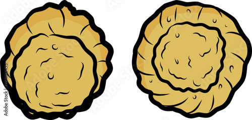 Doodle Fried Wonton. Crispy Dumpling Food.