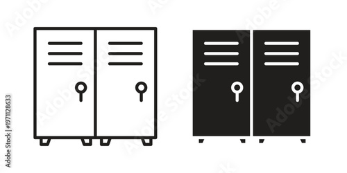 Lockers icon set, collection of icon in editable strokes and flat versions