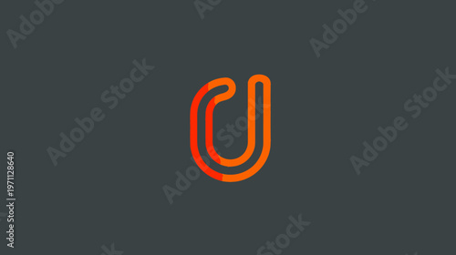 Abstract orange to red gradient double line loop icon on a dark gray minimalist background, modern graphic element design