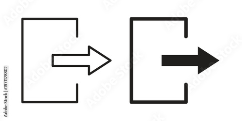 Log out icon set, collection of icon in editable strokes and flat versions