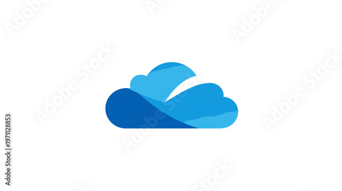 Modern stylized blue cloud icon illustration representing cloud computing, data storage, digital network, and internet technology services.