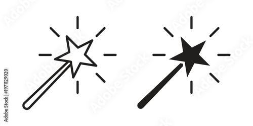 Magic icon set, collection of icon in editable strokes and flat versions